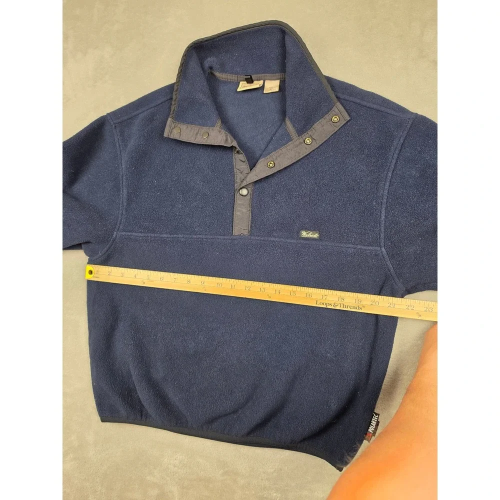 Vintage Woolrich Polartec Fleece Pullover Mens M Navy Blue Snap T Neck *Read